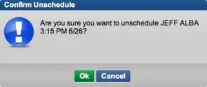 unschedule from worksheet