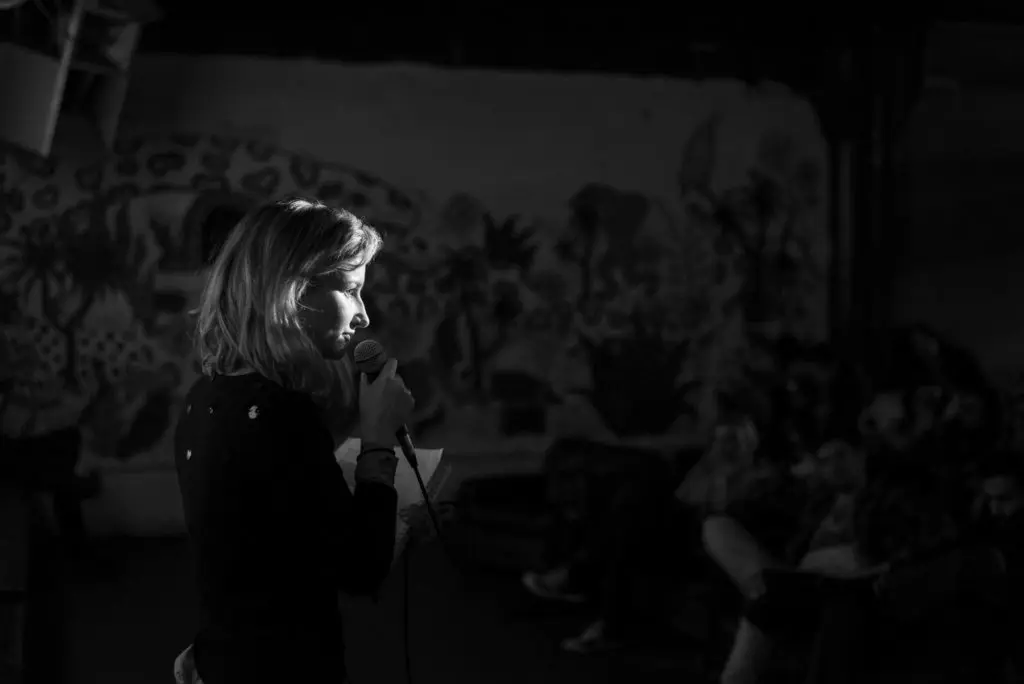 Ash Reddington performing at Act One - Shorts on Tap
