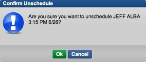 unschedule from worksheet